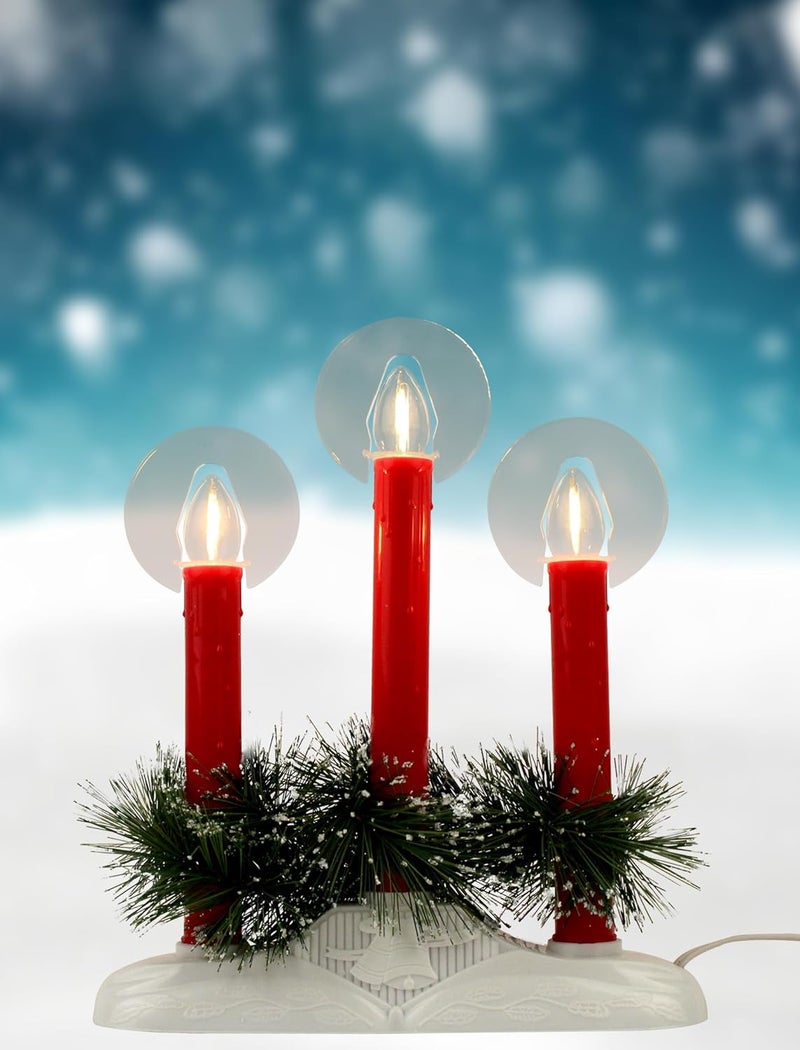 Adirxon Bright Plug in Electric Window Candles, 3-Light Christmas Candolier with Safe LED Bulbs, Modern Flameless Candle Light Lamp for Holiday, Home & Party Decor, UL Listed - Image 1
